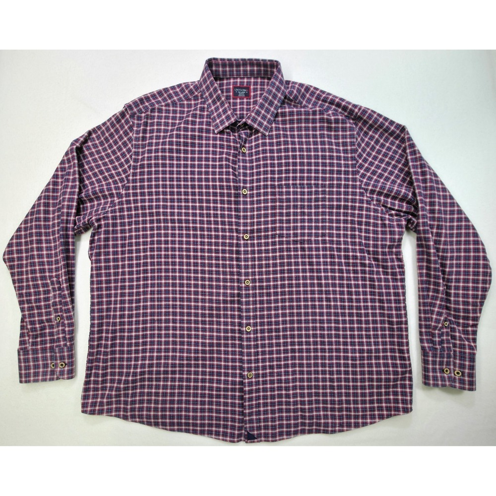 Untuckit Shirt Men 2XL Relaxed Fit Flannel Rosato Button Up Long Sleeve Blue Red